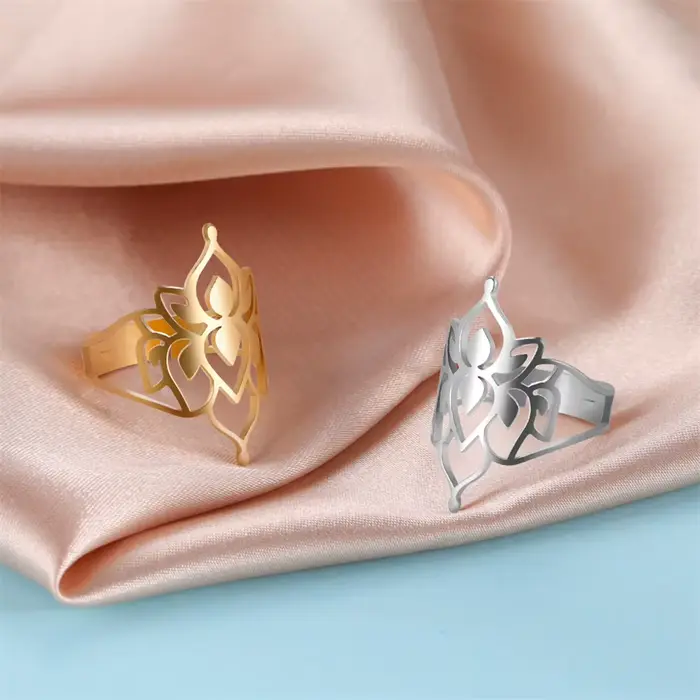 Bague fleur de vie en acier inoxydable