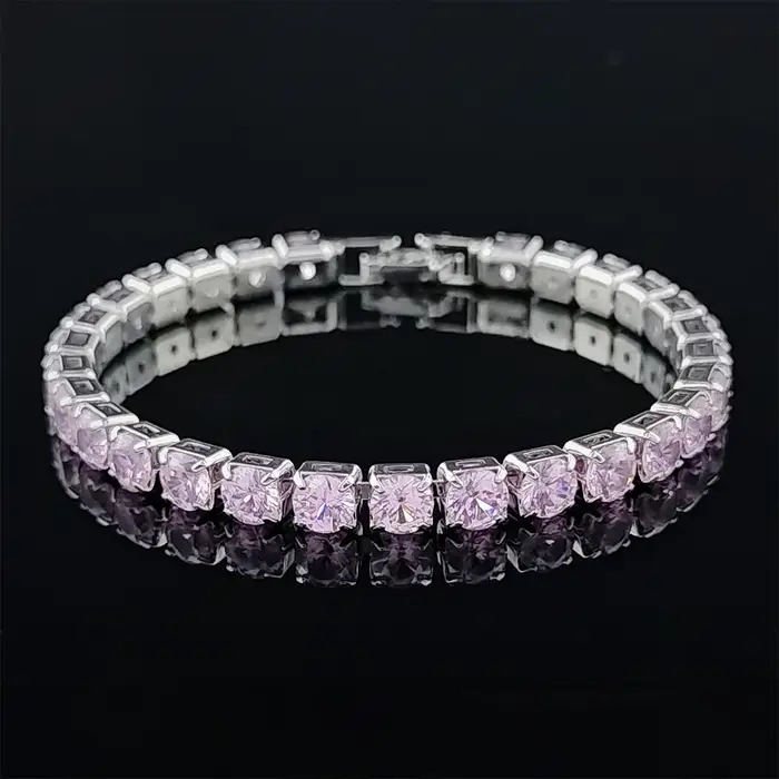 Bracelet Tennis en Or Rose Argent pour Femme, Bijoux à la Mode, Cadeau de ixde Mariage, 3mm, 4mm, 5m