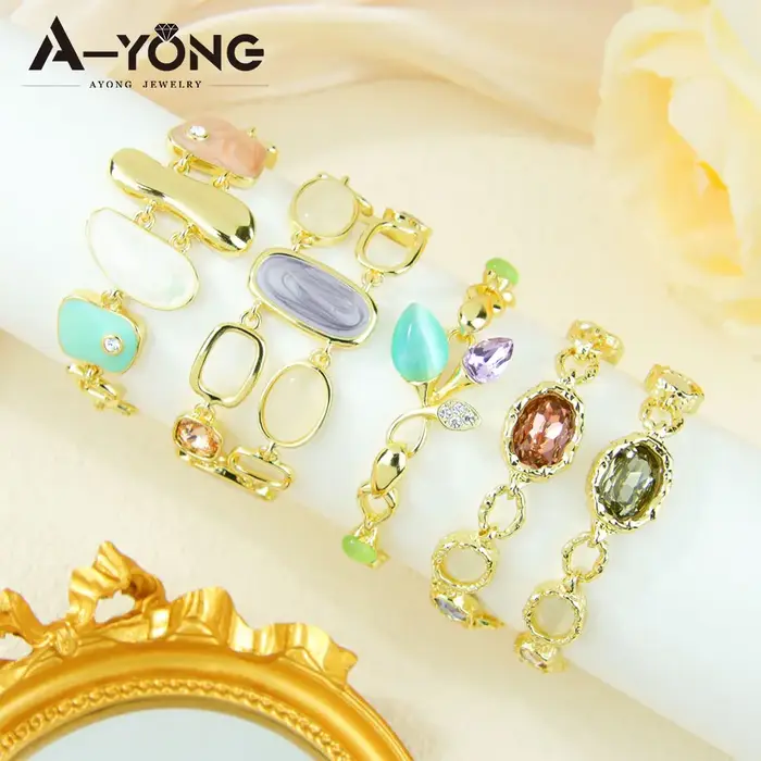Bracelet en or cristal coloré pour femmes italiennes