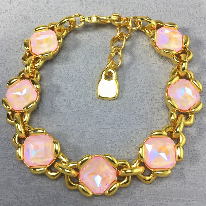 Bracelet en cristal quadrilatère coloré de Style palais scintillant, accessoires pour femmes, cadeau