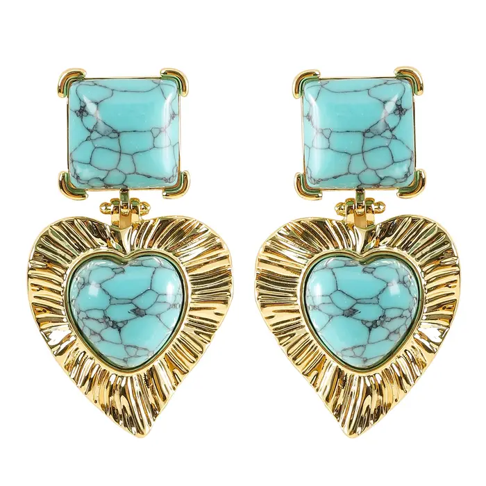 Boucles d'Oreilles Pendantes Élégantes en Turquoise Bleue Style de Niche pour Femmes Occasions Spéciales Écologiques et Luxe Subtil