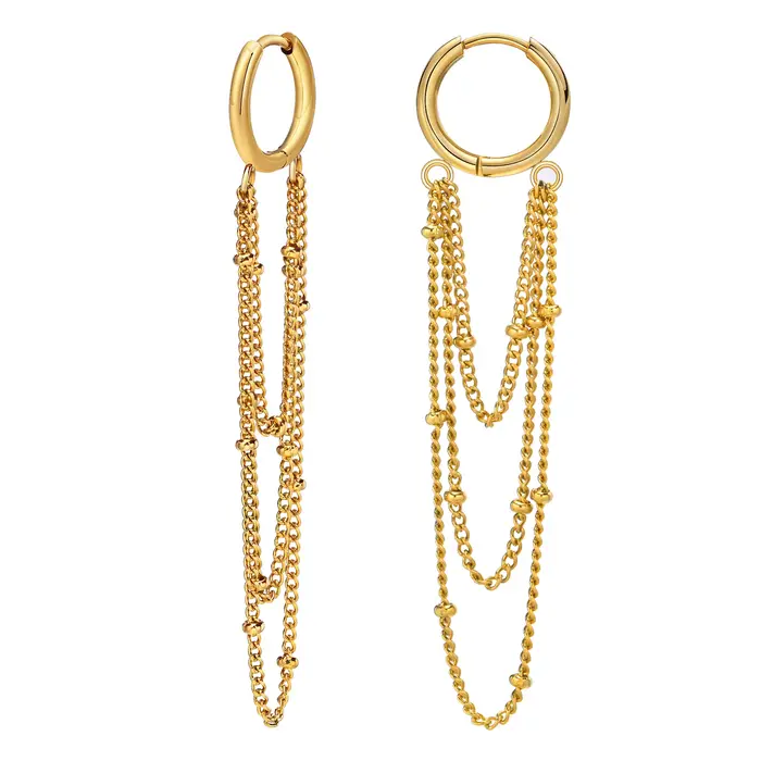 Boucles d'oreilles goutte à goutte en chaîne multi-satellite pour femmes, petits cerceaux, accessoir