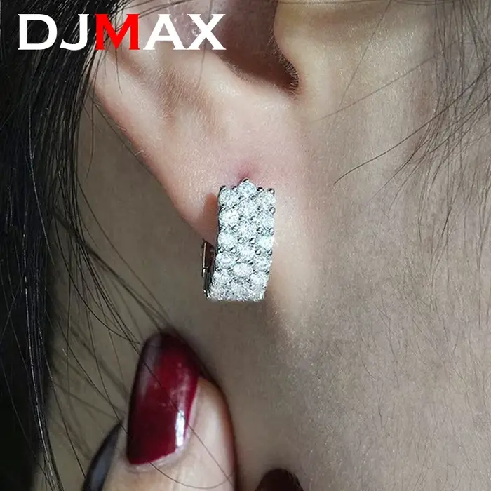 DJMAX classique femmes Moissanite cerceau boucle d'oreille Original 925 en argent Sterling bijoux D couleur Moissanite diamant boucles d'oreilles pour les femmes