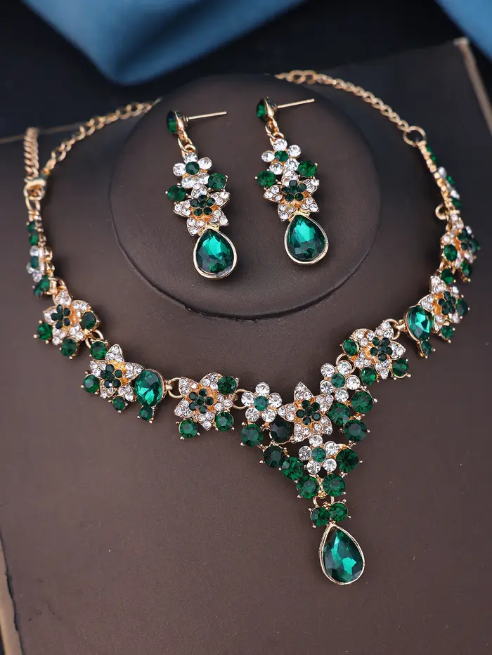 Ensemble collier et boucles d'oreilles couronne en cristal pour patients, bijoux en biscuits, access