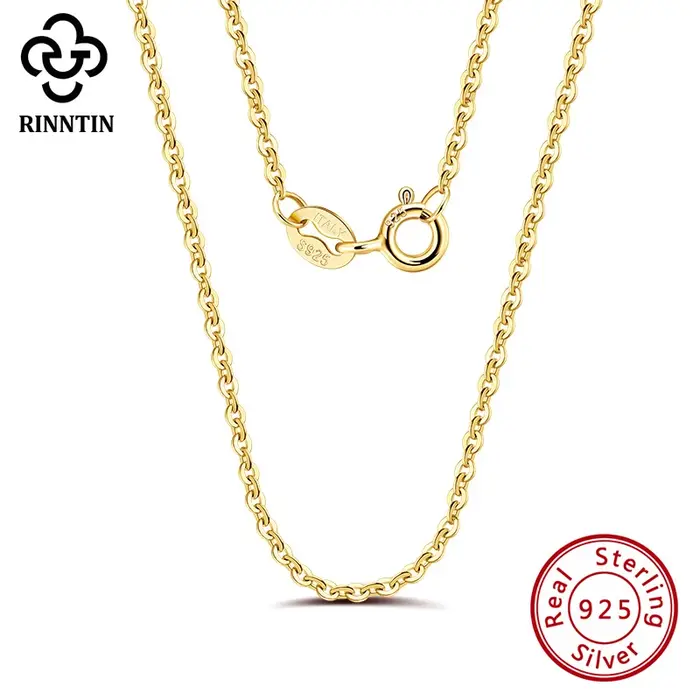 Rinntin 18K or 925 en argent Sterling mode câble lien chaînes collier pour femmes mince cou chaîne a