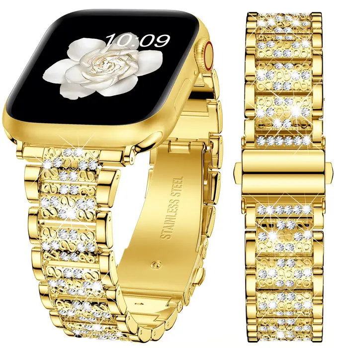 Bracelet scintillant pour femmes, compatible avec Apple Watch 49mm 46mm 45mm 44mm 41mm 40mm 38mm, en