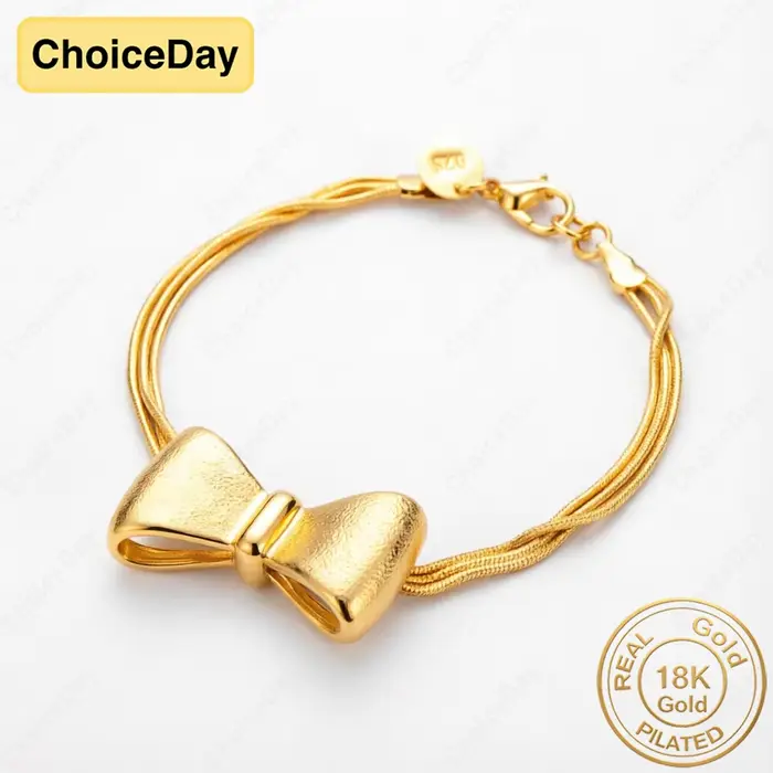 Bracelet délicat en or plaqué 18 carats avec nœud givré pour femmes - Bijoux cadeau tendance, access