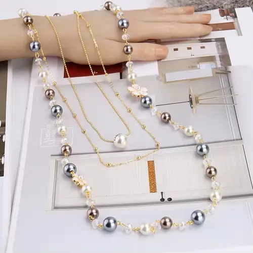 Collier de perles Long et exquis pour femmes, cadeau de mariage, fleur de camélia, bijoux, chaînes d