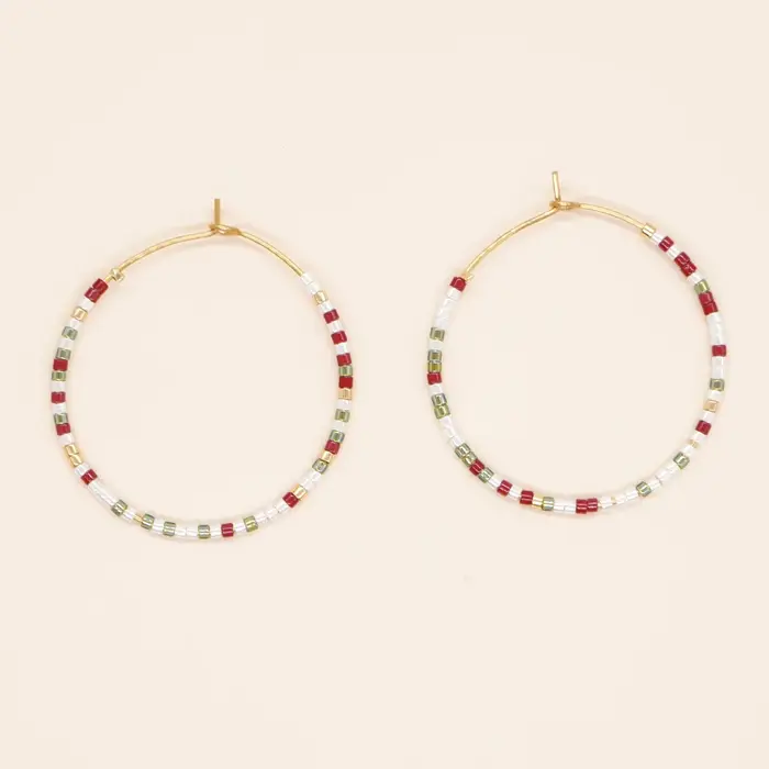 Go2boho-Boucles d'oreilles créoles perlées pour femmes, comparateur de couleurs, or Boho fait à la m