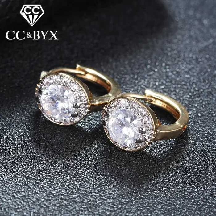 Boucles d'oreilles à clip pour femmes, AAA, couleur or rose, bijoux à la mode E019