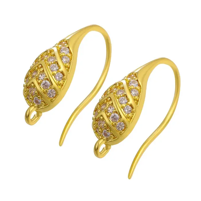 Juya boucles d'oreilles crochet cuivre avec Zircon or boucle d'oreille accessoires pour la fabrication de bijoux à la
