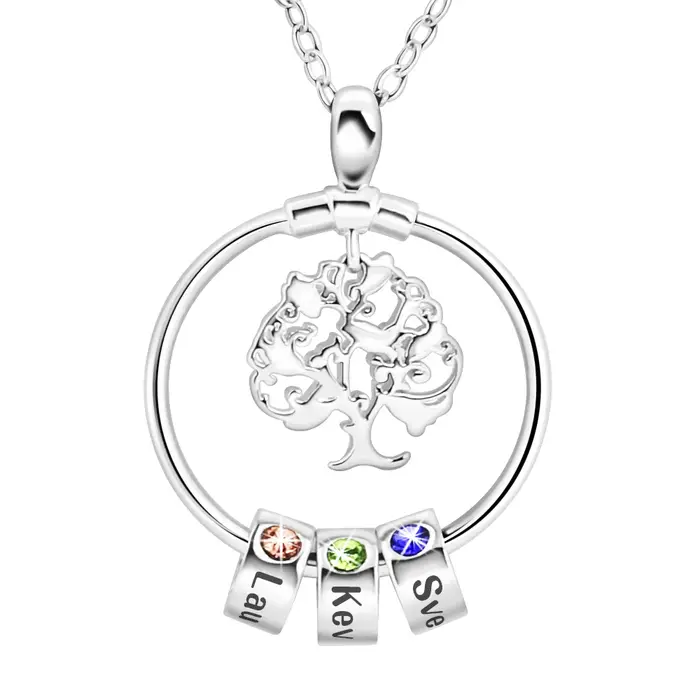 Collier personnalisé avec noms de famille et pierre de naissance pour la fête des mères cadeau unique bijou familial occasions spéciales