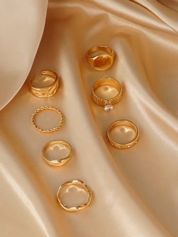 Ensemble de bagues épaisses pour femmes avec accent CZ
