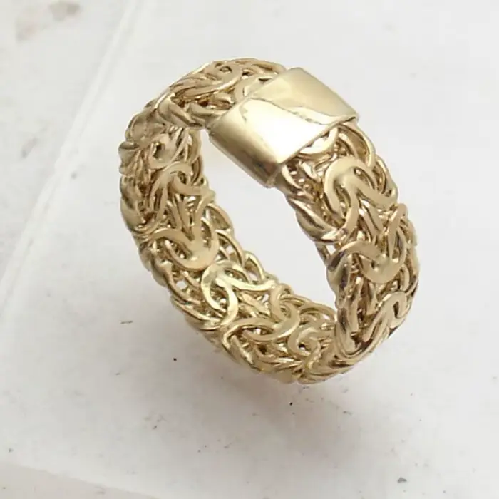 Bague plaquée or en forme de chaîne unisexe style hip hop vintage pour carnaval et anniversaire cadeau audacieux