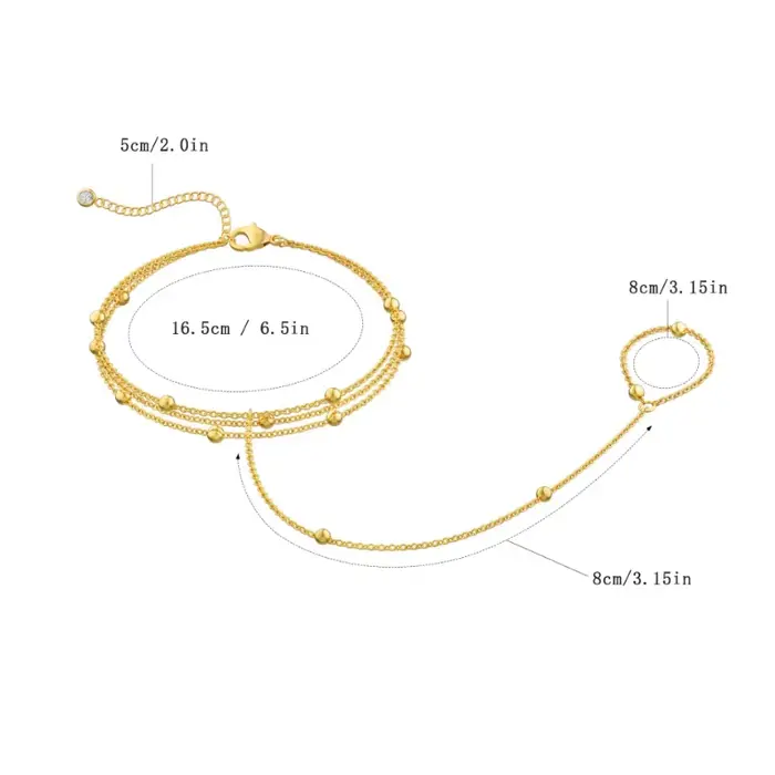 Bague chaîne à main pour femmes