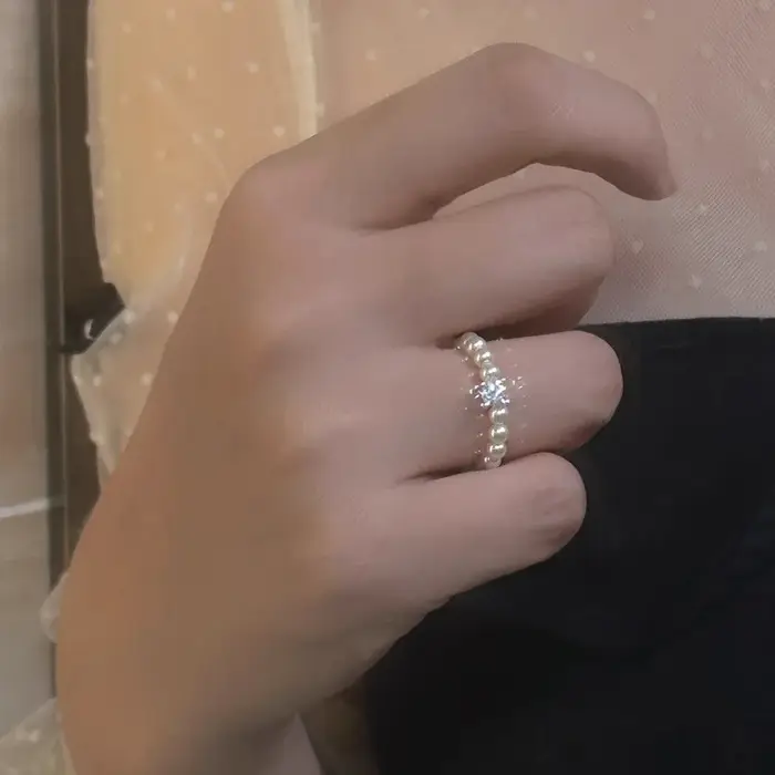 Minar – bague de cocktail élastique en perles d'eau douce blanches et grises de luxe, avec cubes de 