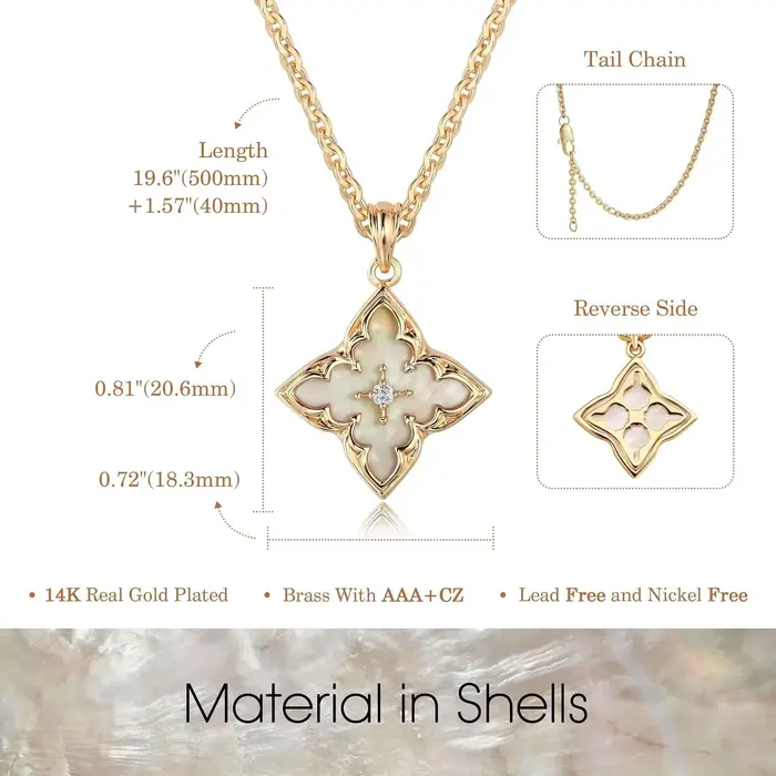 Collier trèfle pour femmes délicat plaqué or CZ pendentif