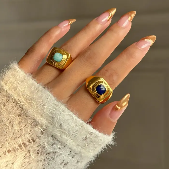 Bagues Vintage en pierre bleue pour femmes