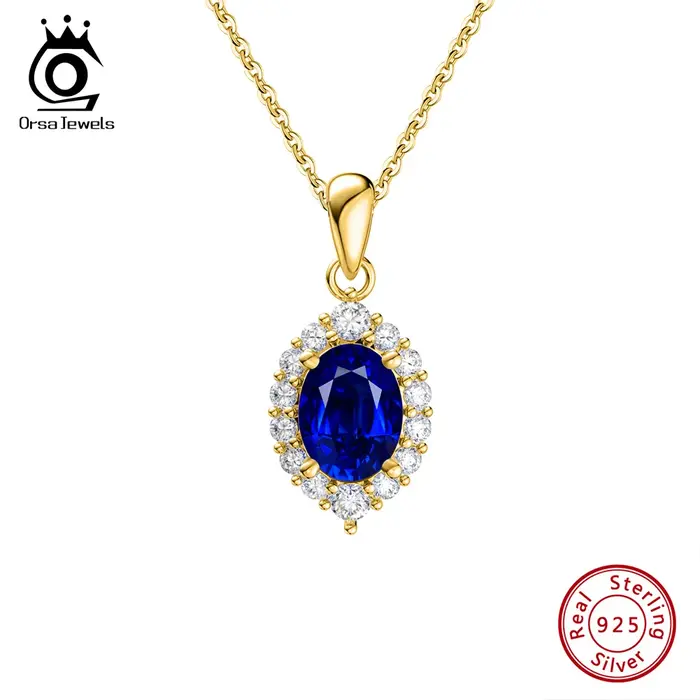 Collier pendentif saphir en argent ORSA JEWELS pour femme, bijou professionnel et occasionnelle, cadeau pour anniversaire, mariage, carrière et soirée
