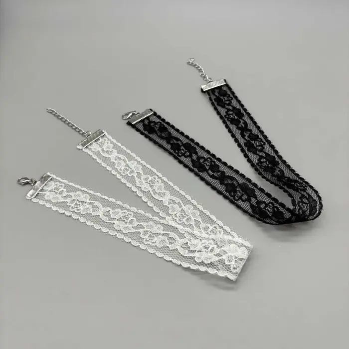 Punk Sexy dentelle fleur collier pour femmes filles Vintage noir blanc