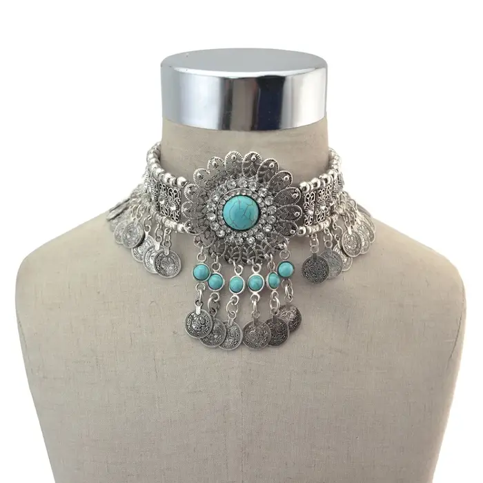 Collier Gypsy Boho en pierres précieuses et semi-précieuses style bohème indien pour femmes occasions spéciales anniversaires mariages et cadeaux d'anniversaire