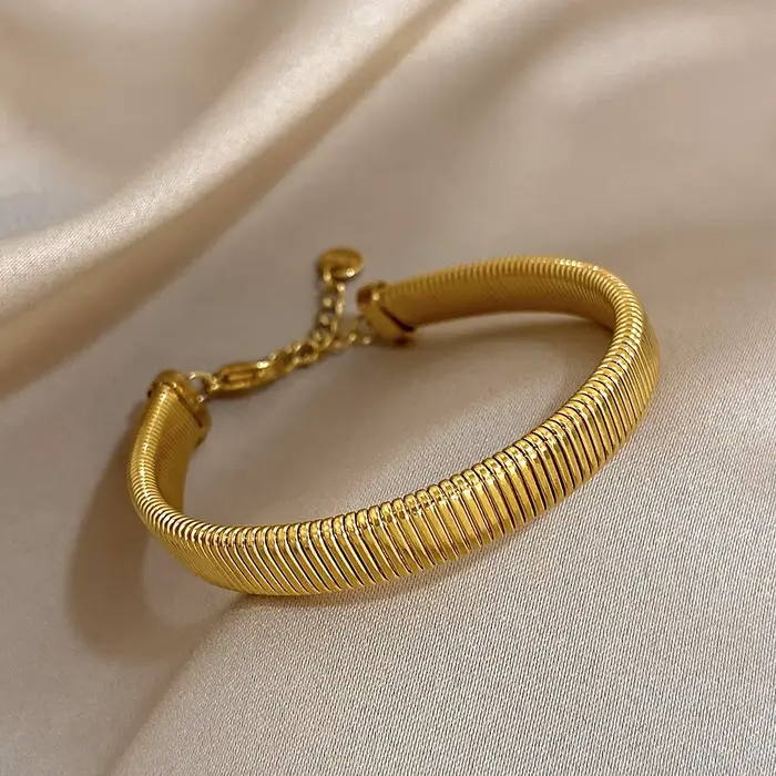 Bracelet élastique réglable, bijoux cadeaux, Simple, mode, plaqué or, en acier inoxydable, pour femmes et hommes