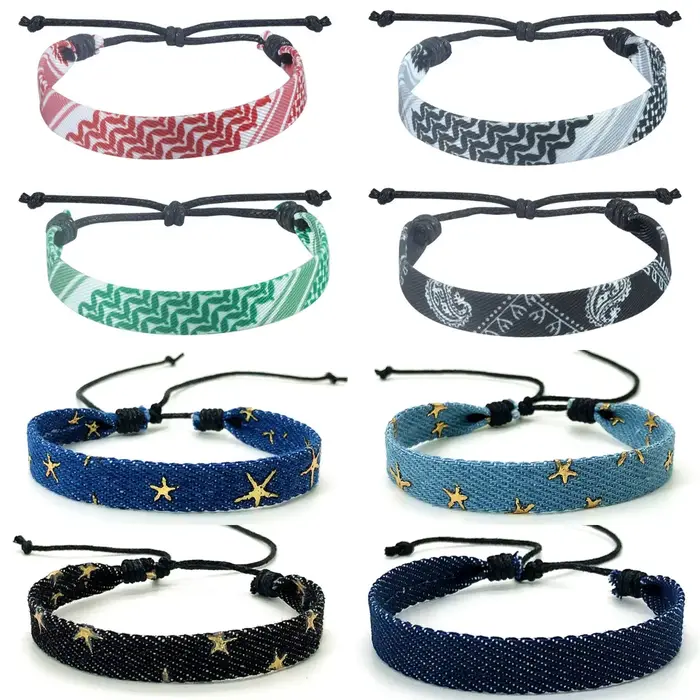 Bracelets bohèmes tissés pour hommes et femmes, bijoux ronds d'amour, ULtressée à la main, fil, nœud brodé, étoile
