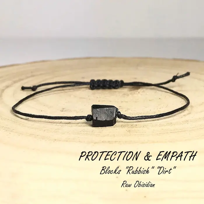 Bracelet en pierre noire brute, bijoux de protection unisexes minimalistes, cadeaux pour elle ou lui