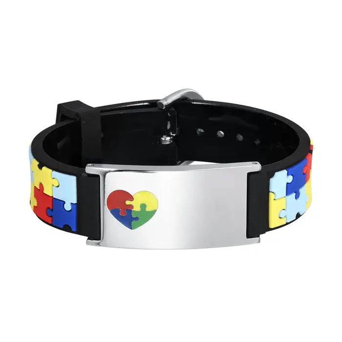 Bracelet d'autisme personnalisé pour petite fille, Bracelet en silicone réglable avec identification