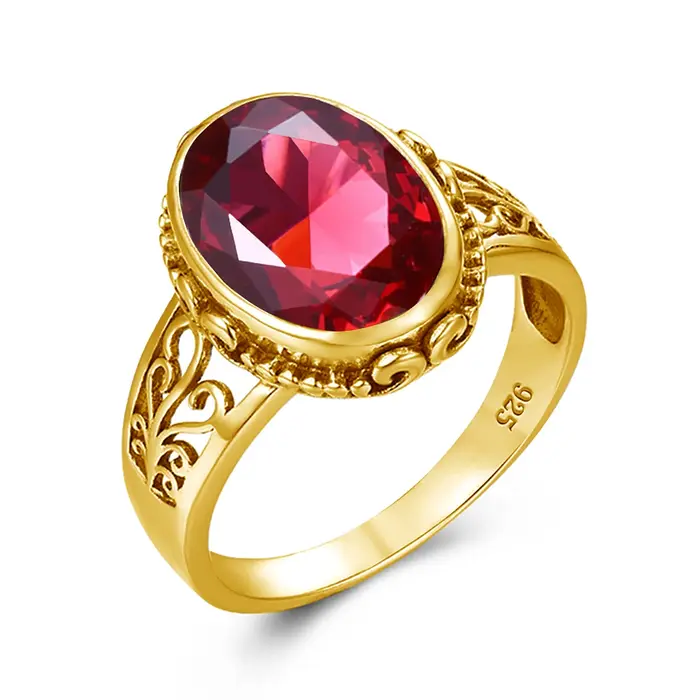 Bague Citrine en or jaune pour femmes, 10x14mm, pierre de coupe ovale, Art déco, pierre de naissance