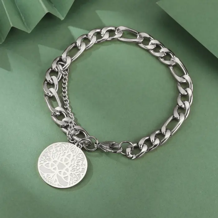 LIKGREAT-Bracelet Arbre de Vie pour Homme et Femme, Pendentif Bijoux, Acier Inoxydable, Croissant de
