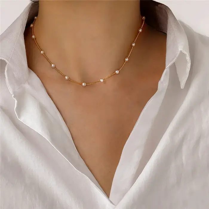 Collier ras du cou pour femmes, Double couche de perles, collier cadeau pour ami, couleur argent, co
