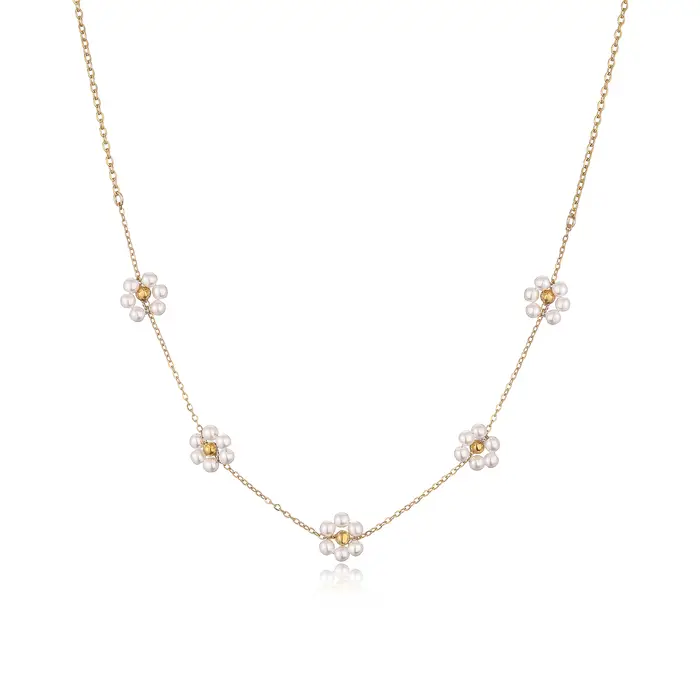 Collier ras du cou K-pop en perles plaqué or 18 carats pour femme