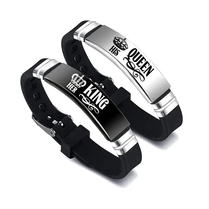 Bracelet réglable en acier inoxydable pour couple lettre élégant cadeau occasion spéciale amoureux