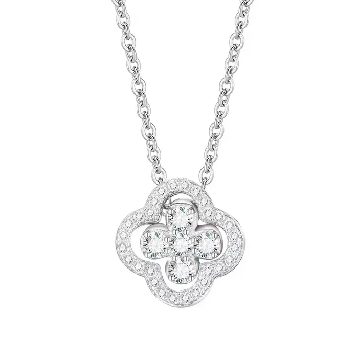 Collier avec pendentif trèfles viraux classiques plaqués or 18 carats 2 en 1 Convertible pour femmes