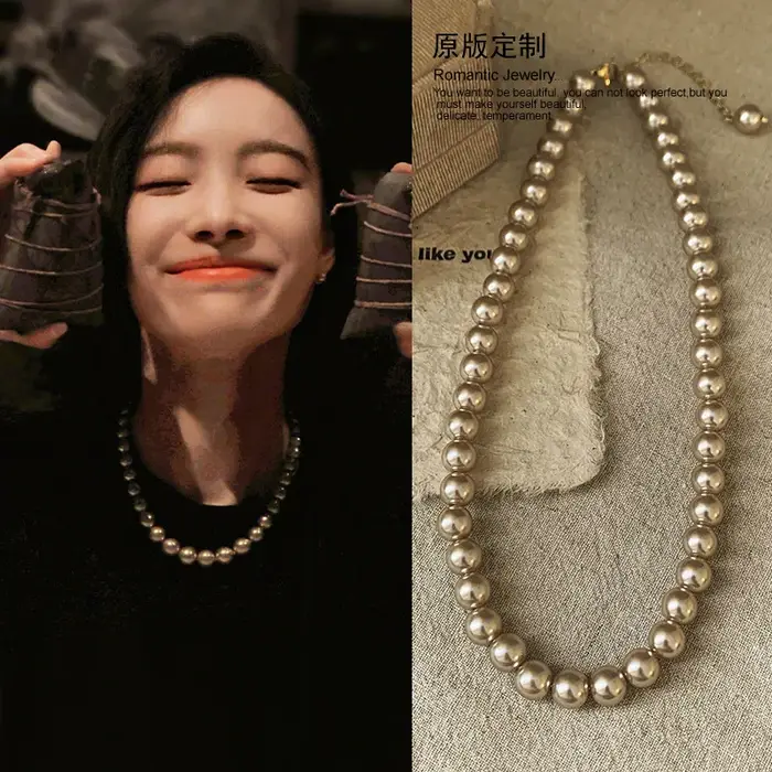 Collier de perles de couleur Champagne pour femmes