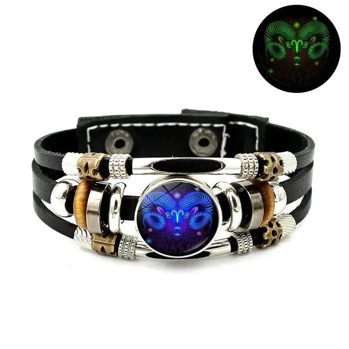 Constellations Bracelet en cuir lumineux rétro multicouche Bracelet en cuir perlé bijoux cadeaux pou