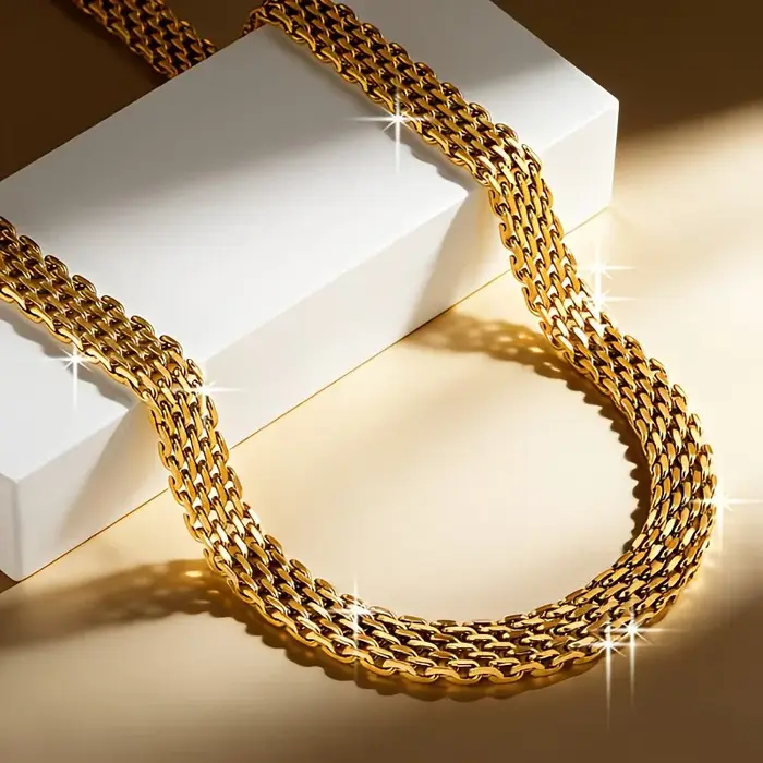Collier en acier inoxydable or squelette bijou unisexe classique pour hommes femmes occasions spéciales quotidiennes