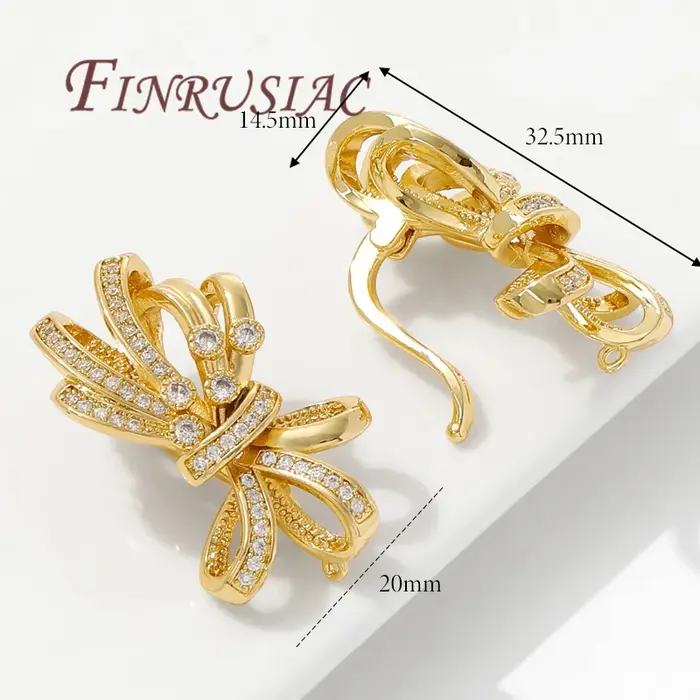 Colliers en perles plaqués or 18 carats, fermoirs en laiton avec zircon pour la fabrication de bijou