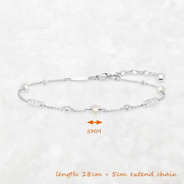 Bracelet en pierre blanche perle en argent Sterling 925