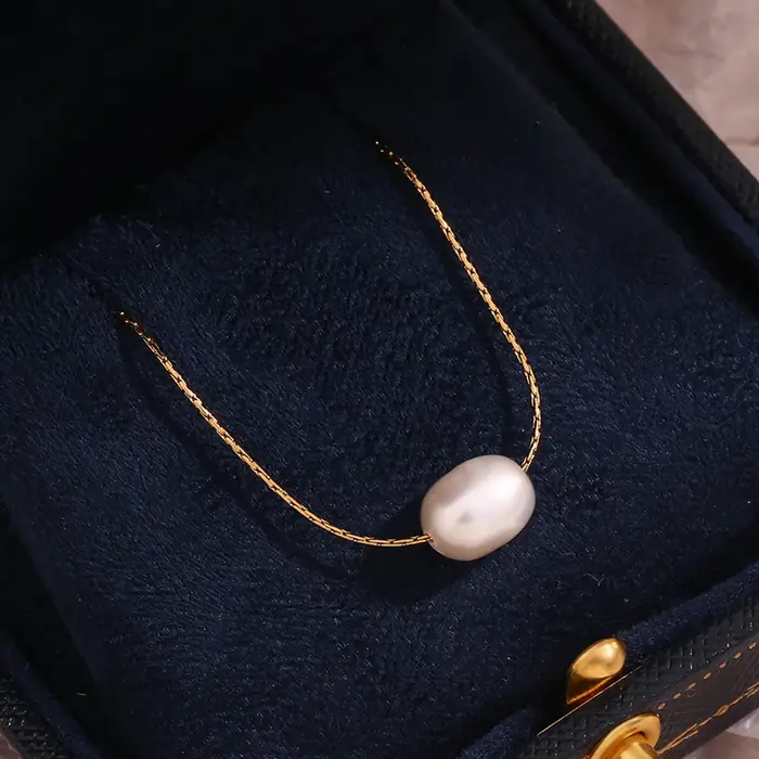 E.B.belle – collier minimaliste avec pendentif en perles d'eau douce