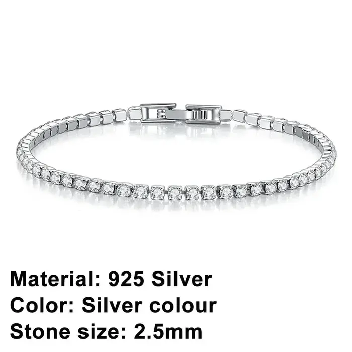 Bracelet tennis en argent sterling 925 plaqué or rose, serti de cristaux étincelants en zircone cubi