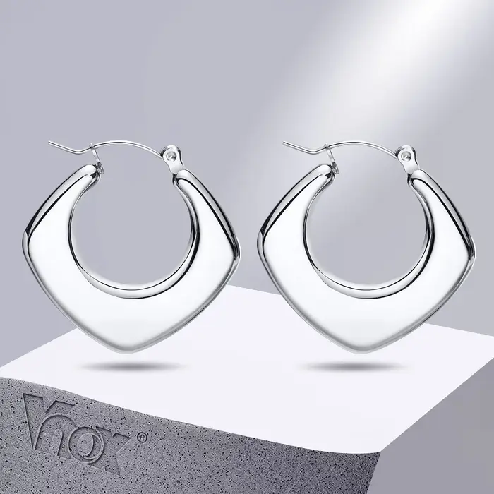 Vnox-Boucles d'Oreilles Géométriques en Acier Inoxydable Plaqué Or pour Femme