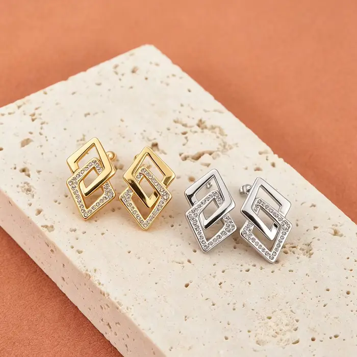 Boucles d'oreilles géométriques en Zircon pour femmes