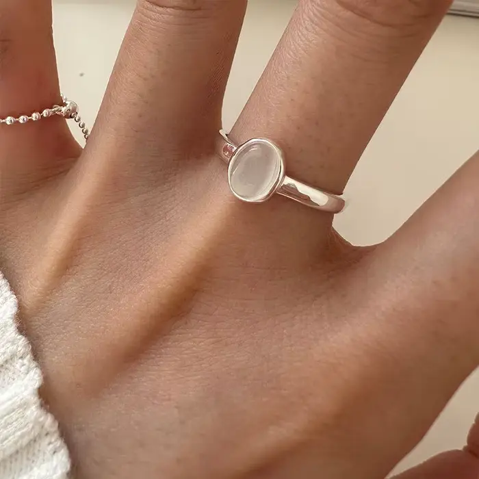 Bague en argent sterling 925 sertie de pierre blanche vintage simple pour femme occasions spéciales cadeau bijoux artisanal