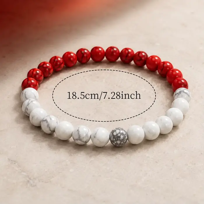 Bracelet extensible perlé rouge et blanc Y2K moderne pour homme et femme polyvalent pour tous les jours et occasions spéciales