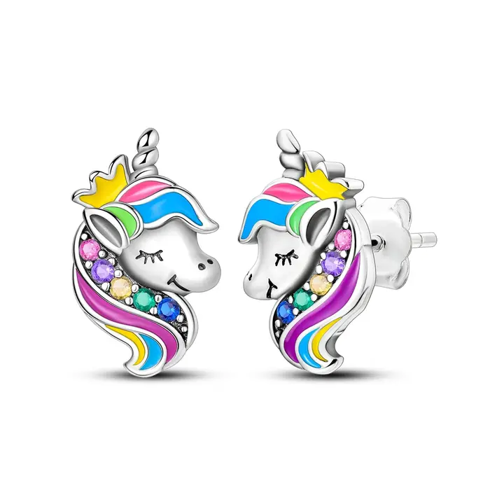 Boucles d'oreilles couronne licorne en argent Sterling 925 pour femmes, jolies boucles d'oreilles fa