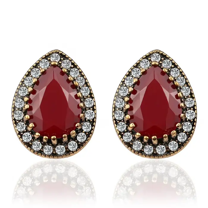 Boucles d'oreilles de fiançailles en émail rétro goutte d'eau pour femmes et filles