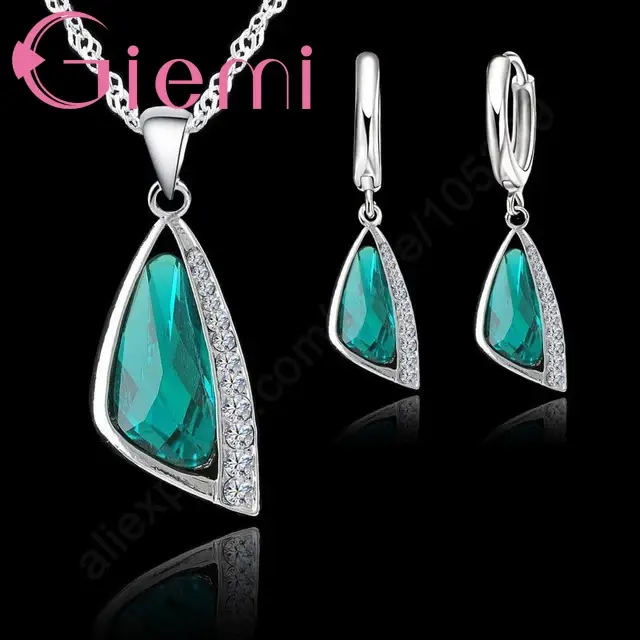 Ensemble de bijoux en argent Sterling 925 véritable pour femmes, charmant, chaîne de collier, penden