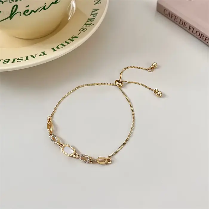 Bracelet géométrique de luxe en Zircon plaqué or pour femmes